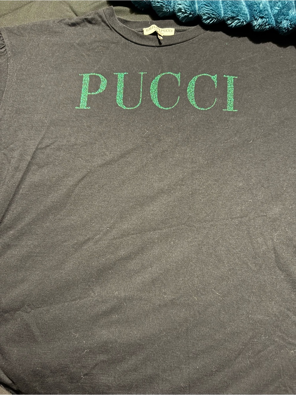 Emilio Pucci Black Tee with Green PUCCI Logo